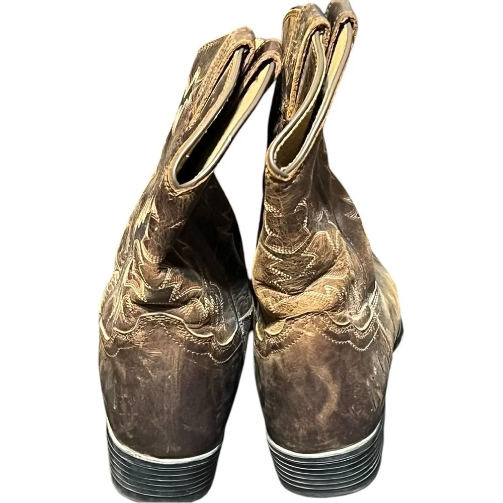Ariat Heritage Cowboy Boots Kids Size 4 Brown Leather Western Pull On